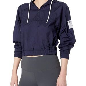 Spalding Women's Sportswear Retro Popover Hoodie size m windbreaker navy blue